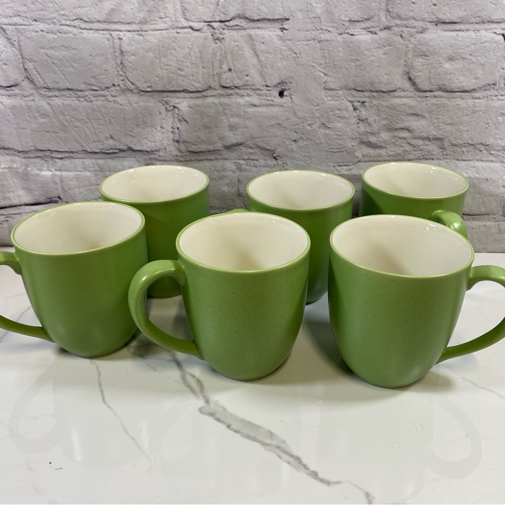 Set Of 6 Noritake Colorwave Apple Green Stoneware Mugs Tea Fall Coffee Cocoa Bar